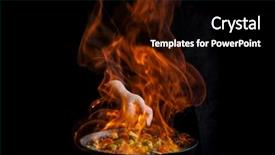  Presentation with chef - Colorful theme enhanced with wok with fire dark black backdrop and a wine colored foreground