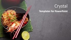  Presentation with shrimps - Slides with wok-with-stir-fried-noodles background and a gray colored foreground