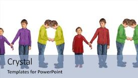  Presentation with mama - PPT theme featuring wold - boy and girl making word background and a light blue colored foreground