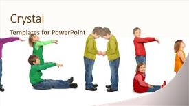  Presentation with teach - Presentation design having wold - boy and girl making word background and a cream colored foreground