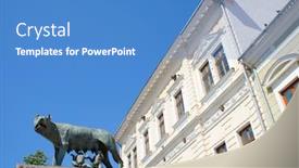  Presentation with wolf - Amazing PPT layouts having wolf-statue-with-romulus backdrop and a teal colored foreground