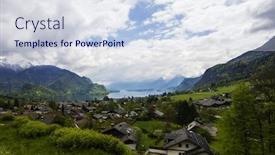  Presentation with landscape - Slide deck with wolfgangsee-panorama-landscape-of-wolfgangsee background and a sky blue colored foreground