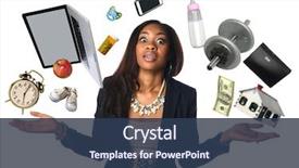  Presentation with african - Amazing slide deck having woman - african american businesswoman juggling many backdrop and a tawny brown colored foreground