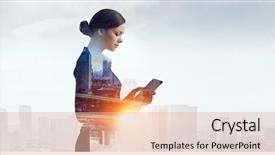  Presentation with working woman - Slides enhanced with woman - attractive business lady working background and a lemonade colored foreground