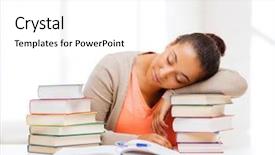  Presentation with african american business - PPT theme consisting of african american bored woman - education and business concept background and a white colored foreground