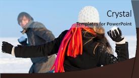  Presentation with snowball - Presentation having couple - man and woman - having background and a light blue colored foreground