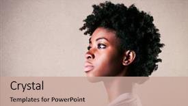  Presentation with black woman - Audience pleasing presentation theme consisting of pretty black woman's profile backdrop and a  colored foreground