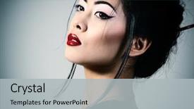  Presentation with asian - Amazing slide set having young beautiful asian woman's backdrop and a light gray colored foreground