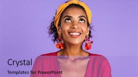  Presentation with african violet - Slide deck featuring image of african american woman background and a  colored foreground