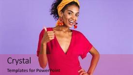  Presentation with band - PPT theme having american bands - image of gorgeous african woman background and a red colored foreground