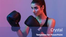  Presentation with strong black woman - Theme consisting of woman 20s in sportive bra background and a ocean colored foreground