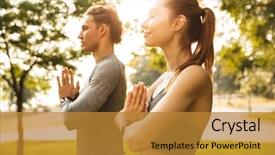  Presentation with adventure sports man - Cool new PPT theme with sporti - image of athletic sporty couple backdrop and a gold colored foreground