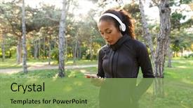  Presentation with black and green - Theme having using mobile phone while walking background and a seafoam green colored foreground