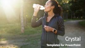  Presentation with black and green - Colorful slide deck enhanced with image of athletic woman 20s backdrop and a dark gray colored foreground