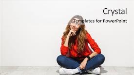  Presentation with photo - Slides enhanced with woman 20s wearing casual cloth background and a  colored foreground