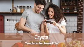  Presentation with man and woman - Presentation theme consisting of woman 30s cooking salat background and a coral colored foreground