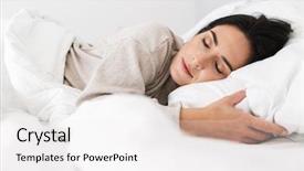 Presentation with sleeping - Theme with woman 30s sleeping while lying background and a white colored foreground