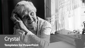  Presentation with old fashioned black and white - Presentation theme consisting of woman 75-80 years old background and a gray colored foreground