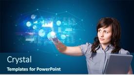  Presentation with hologram - Colorful slide deck enhanced with hologram personal database with fingerprint backdrop and a ocean colored foreground