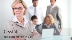 Presentation with executive attire - Presentation theme having woman achieve - female executive wearing glasses background and a light gray colored foreground
