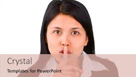  Presentation with acting - Slides enhanced with woman acting to tell us to be quiet against the camera background and a lemonade colored foreground