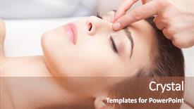  Presentation with acupressure - Amazing slide set having woman acupressure face massage closeup backdrop and a  colored foreground