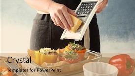  Presentation with quinoa - Theme enhanced with woman adding cheese to quinoa background and a coral colored foreground