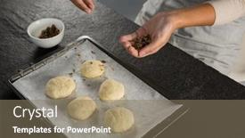  Presentation with dry fruits - Presentation design having woman-adding-dry-fruits-over background and a violet colored foreground