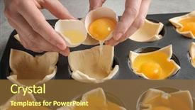  Presentation with mold - PPT layouts having woman adding egg to baking background and a  colored foreground