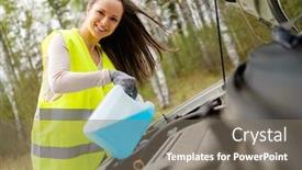  Presentation with fluid - Cool new slide deck with woman-adding-washing-fluid backdrop and a gray colored foreground