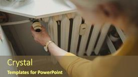  Presentation with temperature - PPT theme enhanced with woman-adjusting-the-temperature background and a tawny brown colored foreground