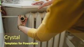  Presentation with temperature - Theme with woman-adjusting-the-temperature background and a tawny brown colored foreground