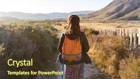  Presentation with rear view mirror - Cool new PPT layouts with woman admiring spanish landscape rambla backdrop and a tawny brown colored foreground