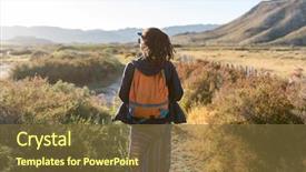  Presentation with spanish - PPT theme with woman admiring spanish landscape rambla background and a tawny brown colored foreground
