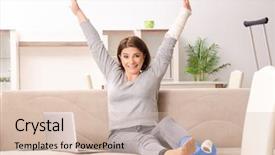  Presentation with car accident - Presentation enhanced with woman after car accident suffering background and a  colored foreground