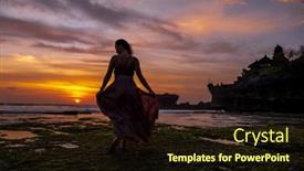  Presentation with bali temple - Slide deck featuring woman-against-pura-tanah-lot background and a wine colored foreground