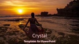  Presentation with bali temple - Amazing slide deck having woman-against-pura-tanah-lot backdrop and a wine colored foreground