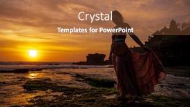  Presentation with bali temple - PPT theme consisting of woman-against-pura-tanah-lot background and a coral colored foreground