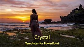  Presentation with bali temple - Colorful PPT theme enhanced with woman-against-pura-tanah-lot backdrop and a wine colored foreground