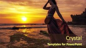  Presentation with pura - Theme enhanced with woman-against-pura-tanah-lot background and a tawny brown colored foreground