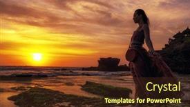  Presentation with bali temple - Presentation featuring woman-against-pura-tanah-lot background and a tawny brown colored foreground