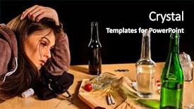  Presentation with drinking problem - Slide deck with woman alcoholism is social problem background and a black colored foreground