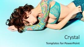  Presentation with woman tied rope sexual - Theme enhanced with tatouage - sexual young woman alluring background and a arctic colored foreground