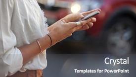  Presentation with taxi - Audience pleasing slide deck consisting of woman alone using e-hailing backdrop and a dark gray colored foreground