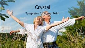  Presentation with couple nature luxury - Theme with woman already retired - having fun background and a light blue colored foreground