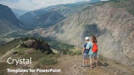  Presentation with river valley - Presentation design featuring woman-an-her-son background and a violet colored foreground