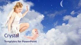  Presentation with angel baby - Slides with woman and baby in clouds background and a lemonade colored foreground