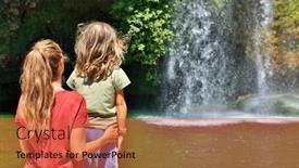  Presentation with waterfall woman - Slides consisting of woman-and-child-looking background and a red colored foreground