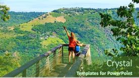  Presentation with woman child - Presentation design featuring woman-and-child-looking background and a tawny brown colored foreground