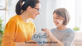  Presentation with woman child - Presentation theme consisting of woman-and-child-sitting background and a  colored foreground